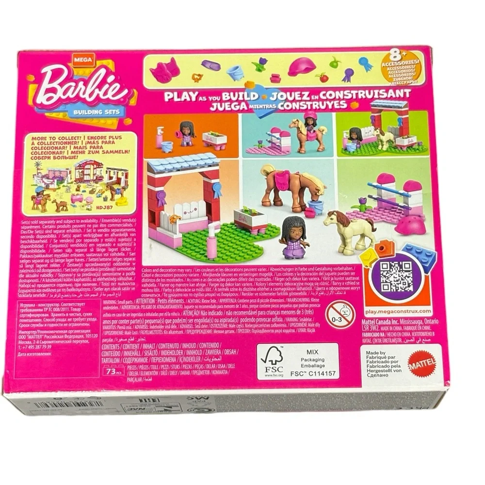 MEGA Barbie Pets Horse Toy Building Set with Micro-Doll and Accessories